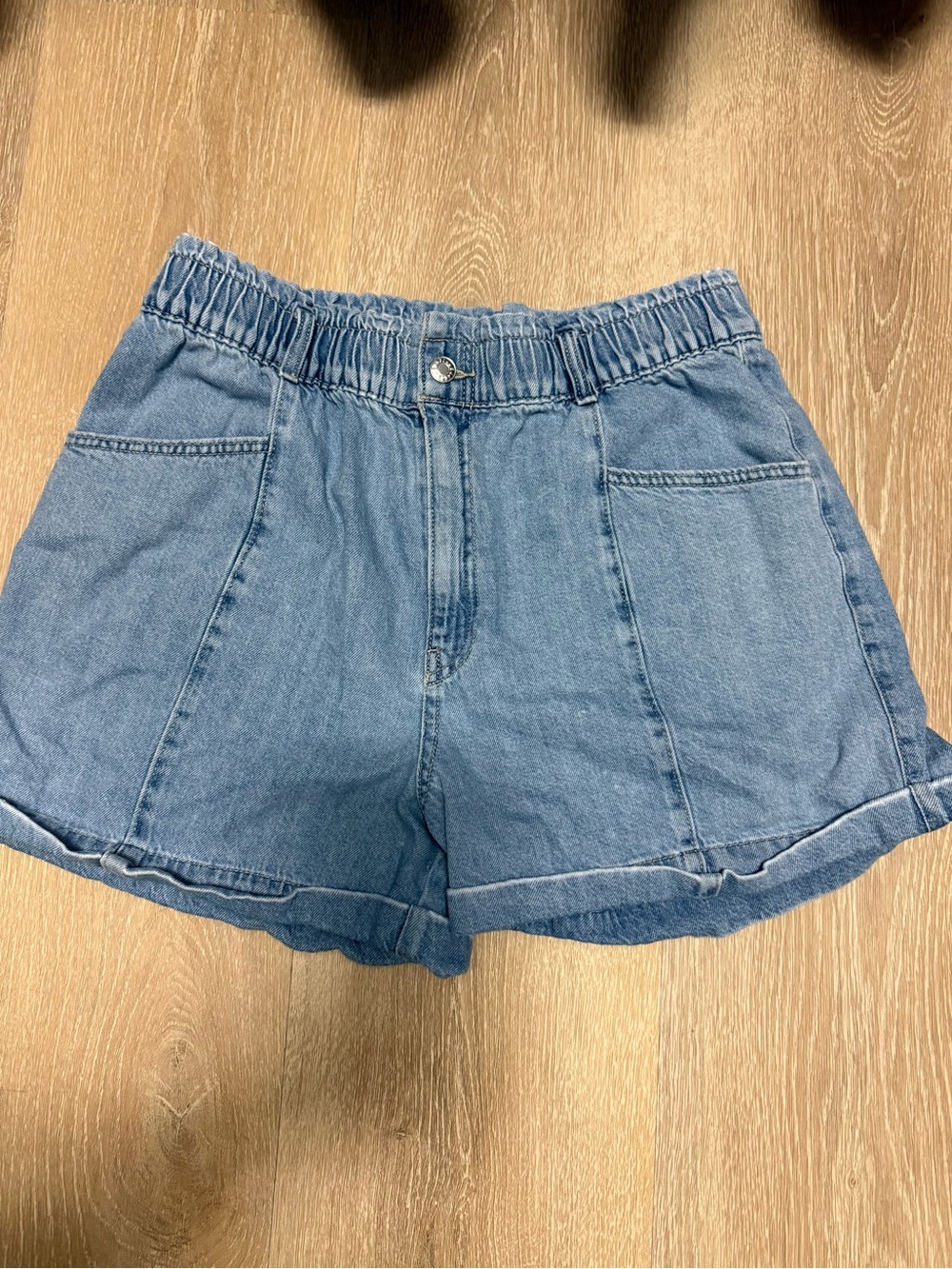 MANGO paper bag waist soft denim short